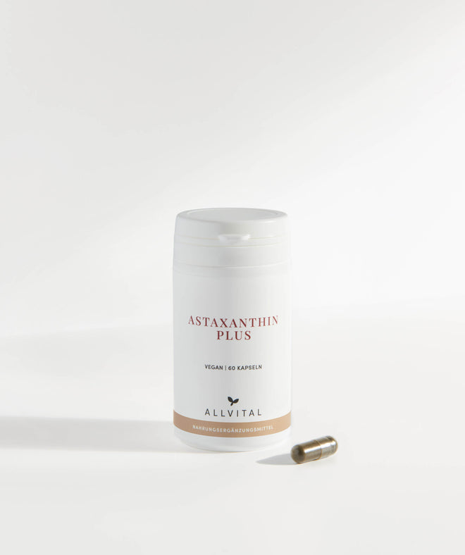 Allvital Astaxanthin Plus enthält natürliches Astaxanthin aus der Haematococcus pluvialis-Alge und ist eines der wirkvollsten Antioxidantien der Natur. Allvital Astaxanthin Plus enthält natürliches Astaxanthin aus der Haematococcus pluvialis-Alge und ist eines der wirkvollsten Antioxidantien der Natur.