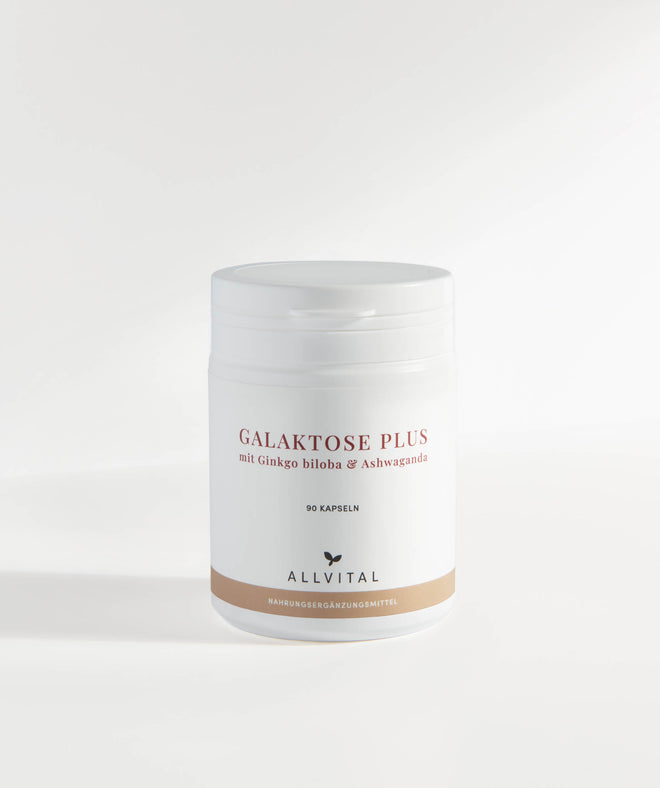 Allvital Galaktose Plus in Kombination mit B-Vitaminen und ganzheitlichem Kräuterkomplex mit Ginkgo biloba und Ashwaganda. Für ein gesundes Nervensystem und eine gesunde Psyche. Allvital Galaktose Plus in Kombination mit B-Vitaminen und ganzheitlichem Kräuterkomplex mit Ginkgo biloba und Ashwaganda. Für ein gesundes Nervensystem und eine gesunde Psyche.