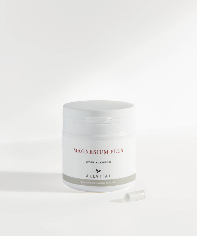 Allvital Magnesium Plus vegan enthält Magnesium. Bei Stress, innerer Unruhe, Konzentrationsstörungen und Schlafstörungen.  Allvital Magnesium Plus vegan enthält Magnesium. Bei Stress, innerer Unruhe, Konzentrationsstörungen und Schlafstörungen.